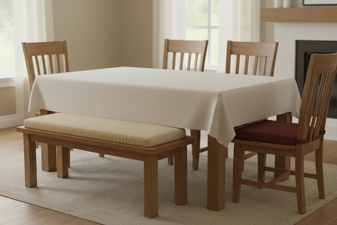 Clean dining area with cushioned seating ready for next use