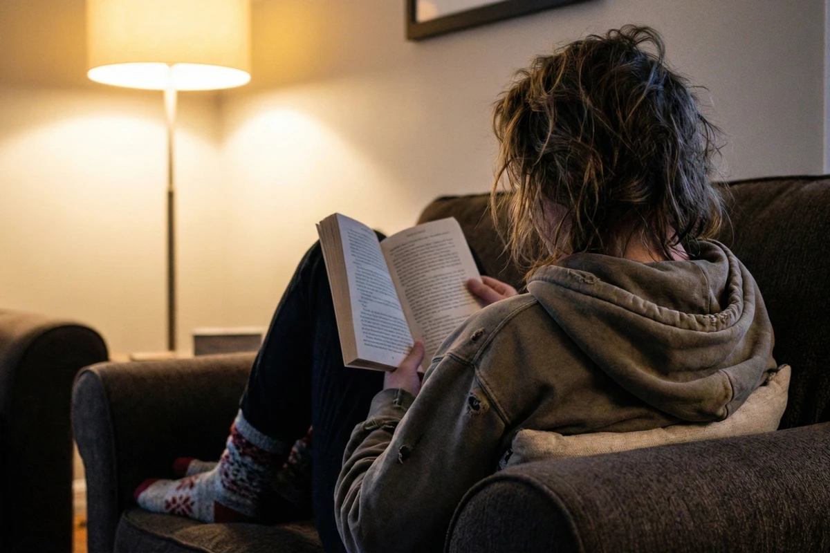 Someone relaxing comfortably at home casual phone photo