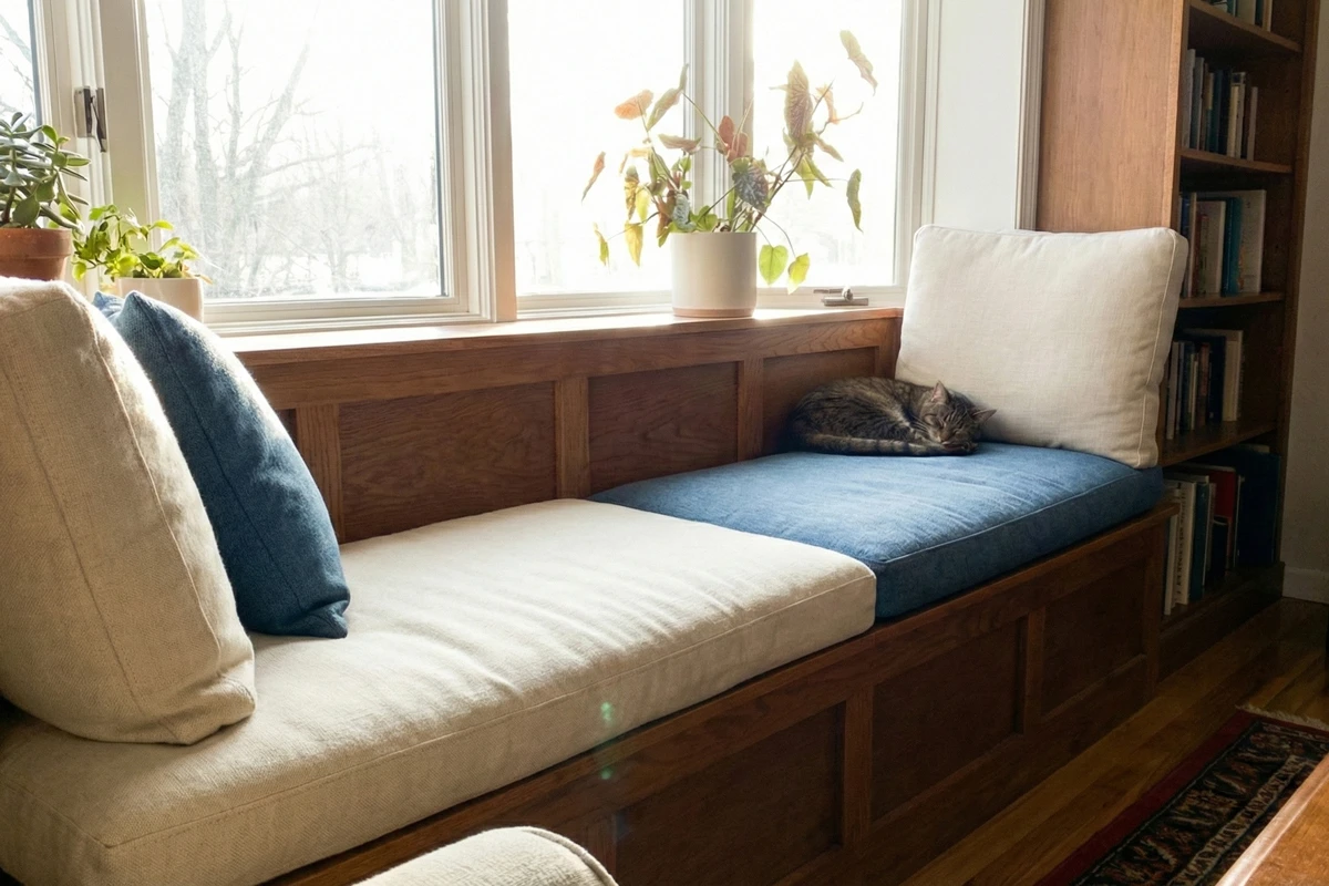 Window seat area showing improvement with cushioning amateur photo